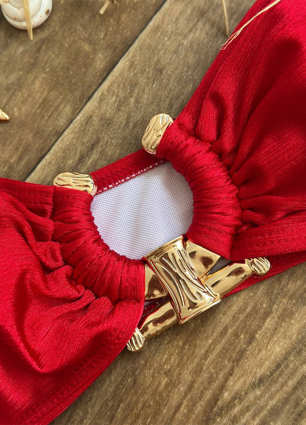 Красный летний раздельный купальник (лиф, трусики) бандо, раздельный NOVA VEGA