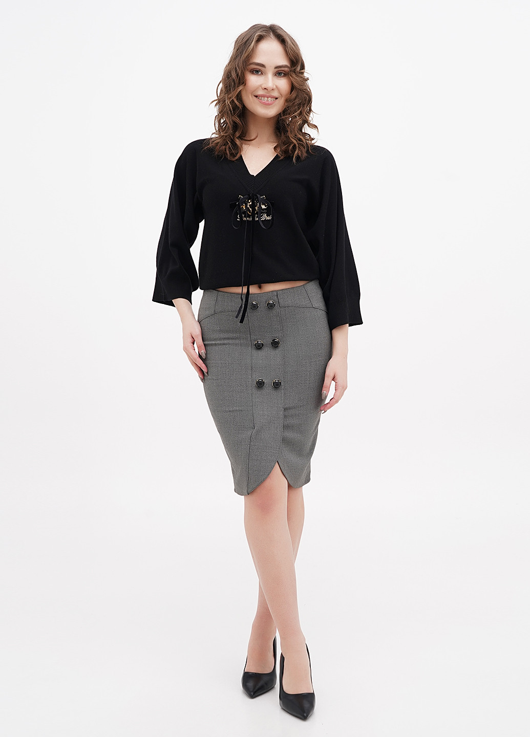 Серая кэжуал, офисная меланж юбка Betty Blu карандаш