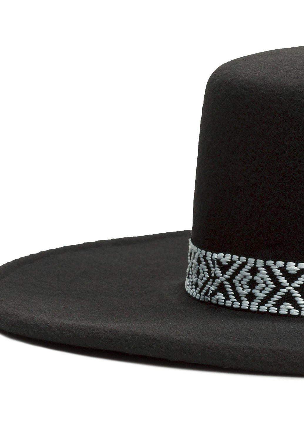 Шляпа H&M канотье однотонная чёрная кэжуал полиэстер