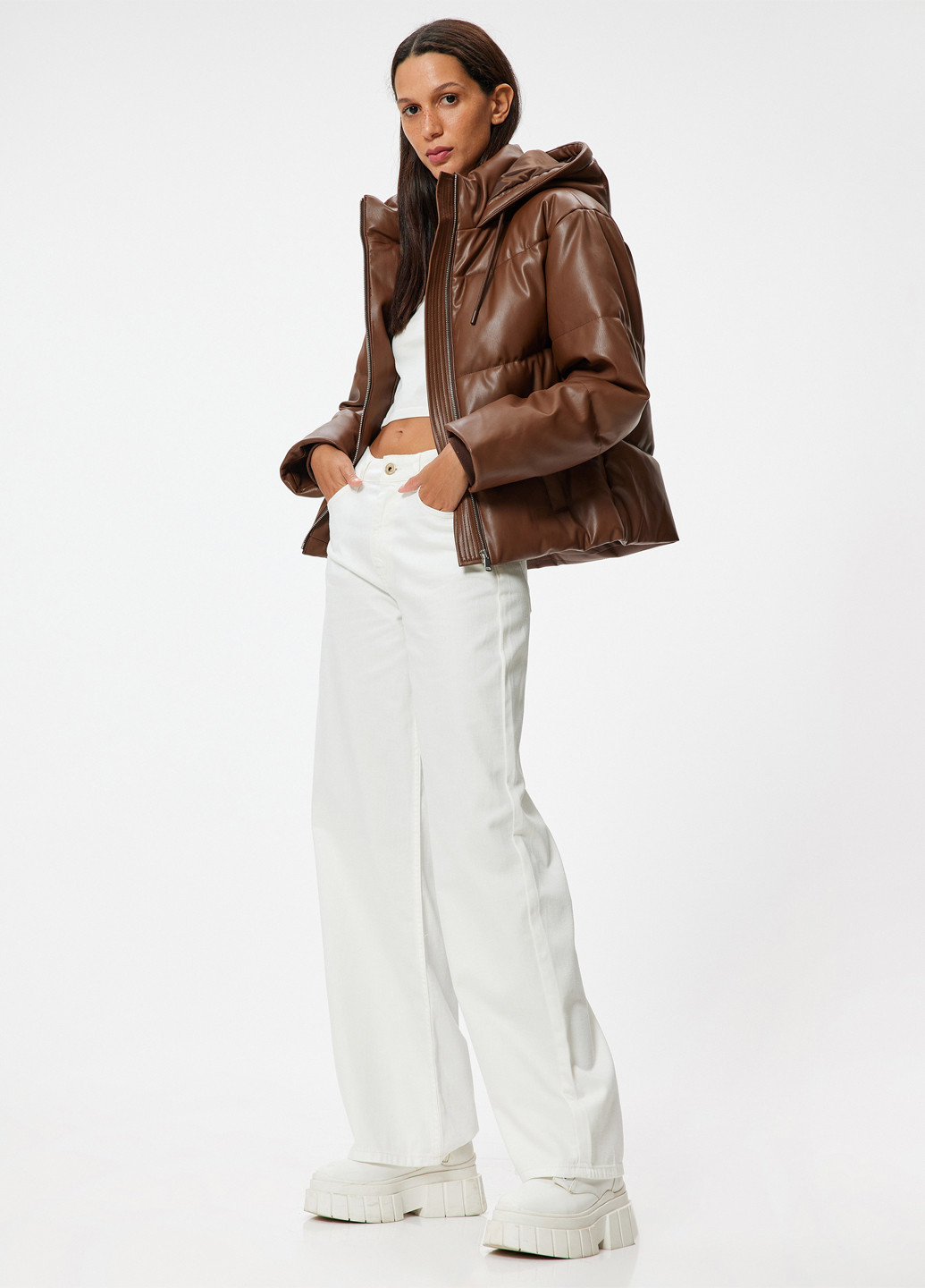 Коричневая демисезонная куртка KOTON