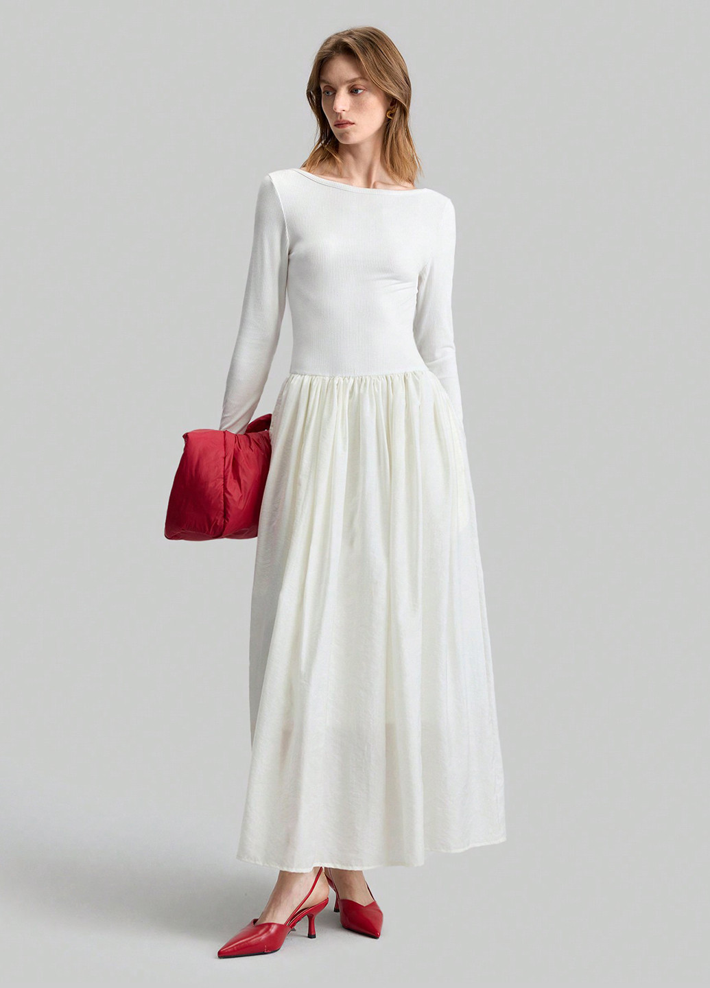 Білий святковий, кежуал сукня кльош, з відкритою спиною SHEIN однотонна