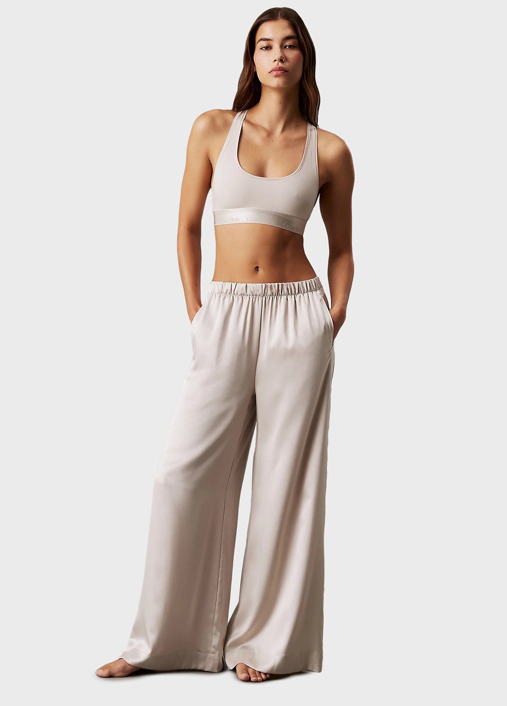 Светло-бежевый топ бюстгальтер Calvin Klein без косточек хлопок