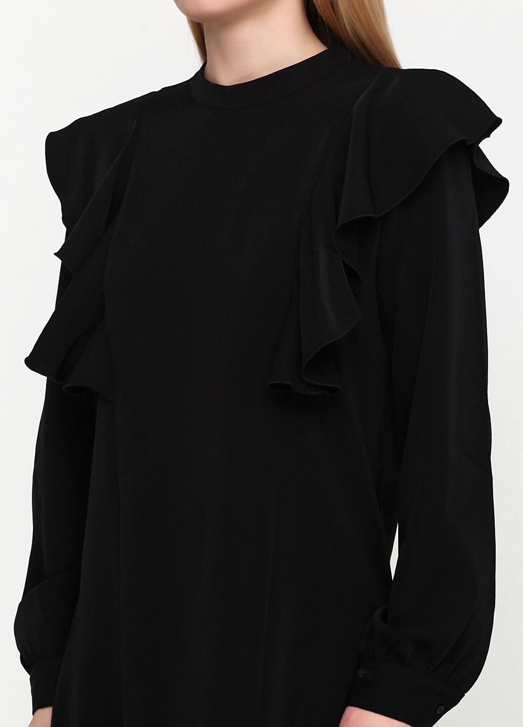 Черное кэжуал платье с длинным рукавом Selected однотонное
