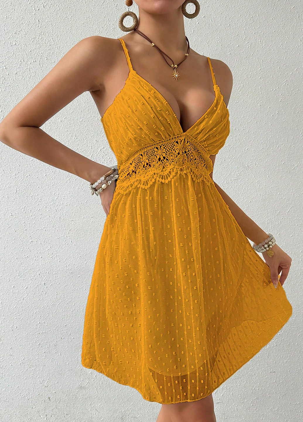 Жовтий кежуал сукня сукня-комбінація SHEIN однотонна