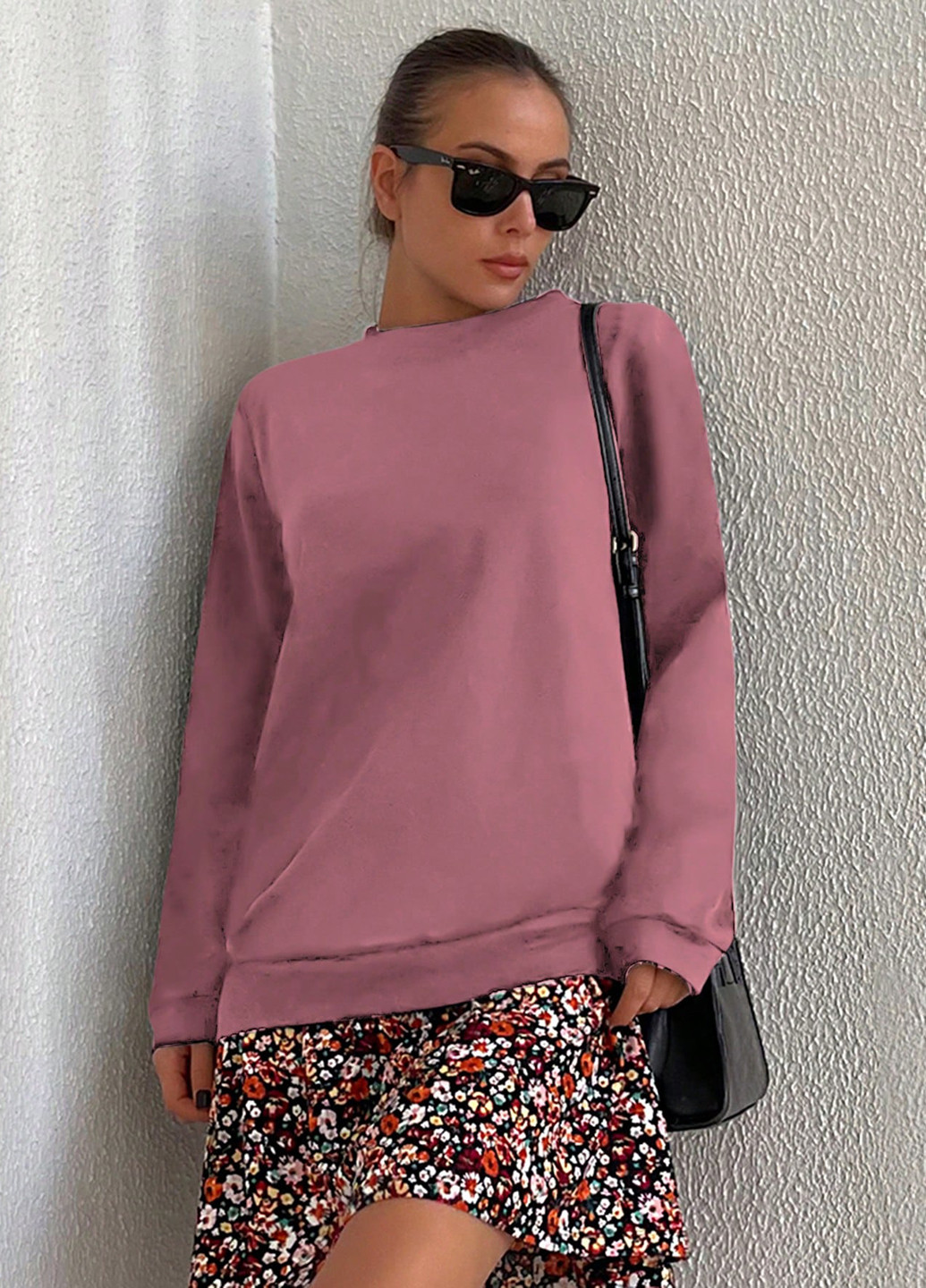 Рожево-коричневий світшот SHEIN однотонний без декору (316137323)