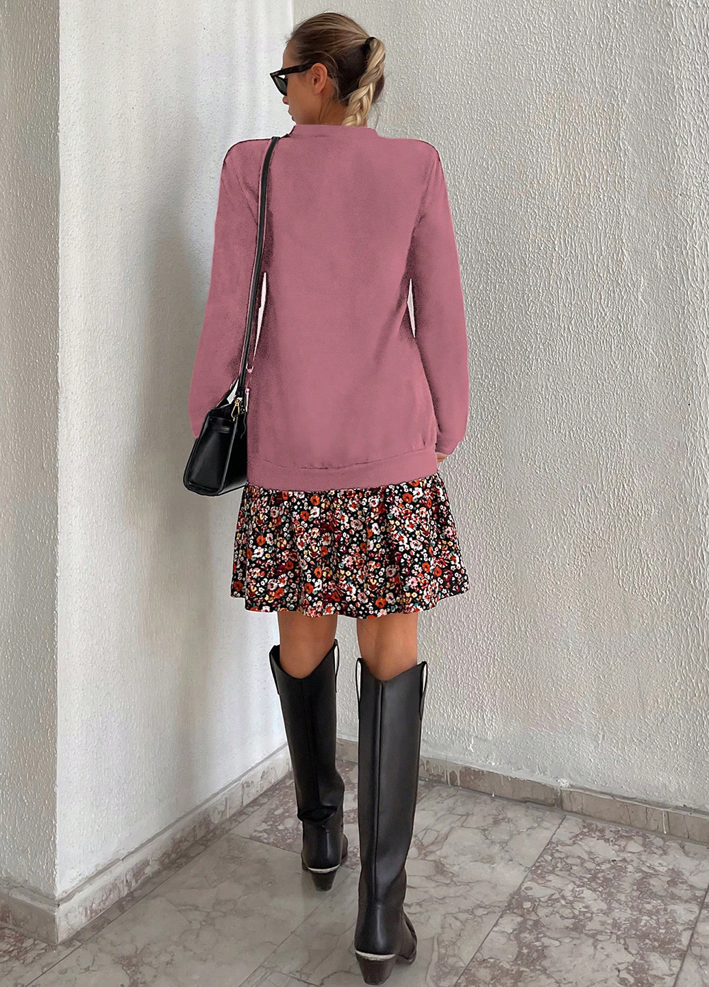 Рожево-коричневий світшот SHEIN однотонний без декору (316137323)