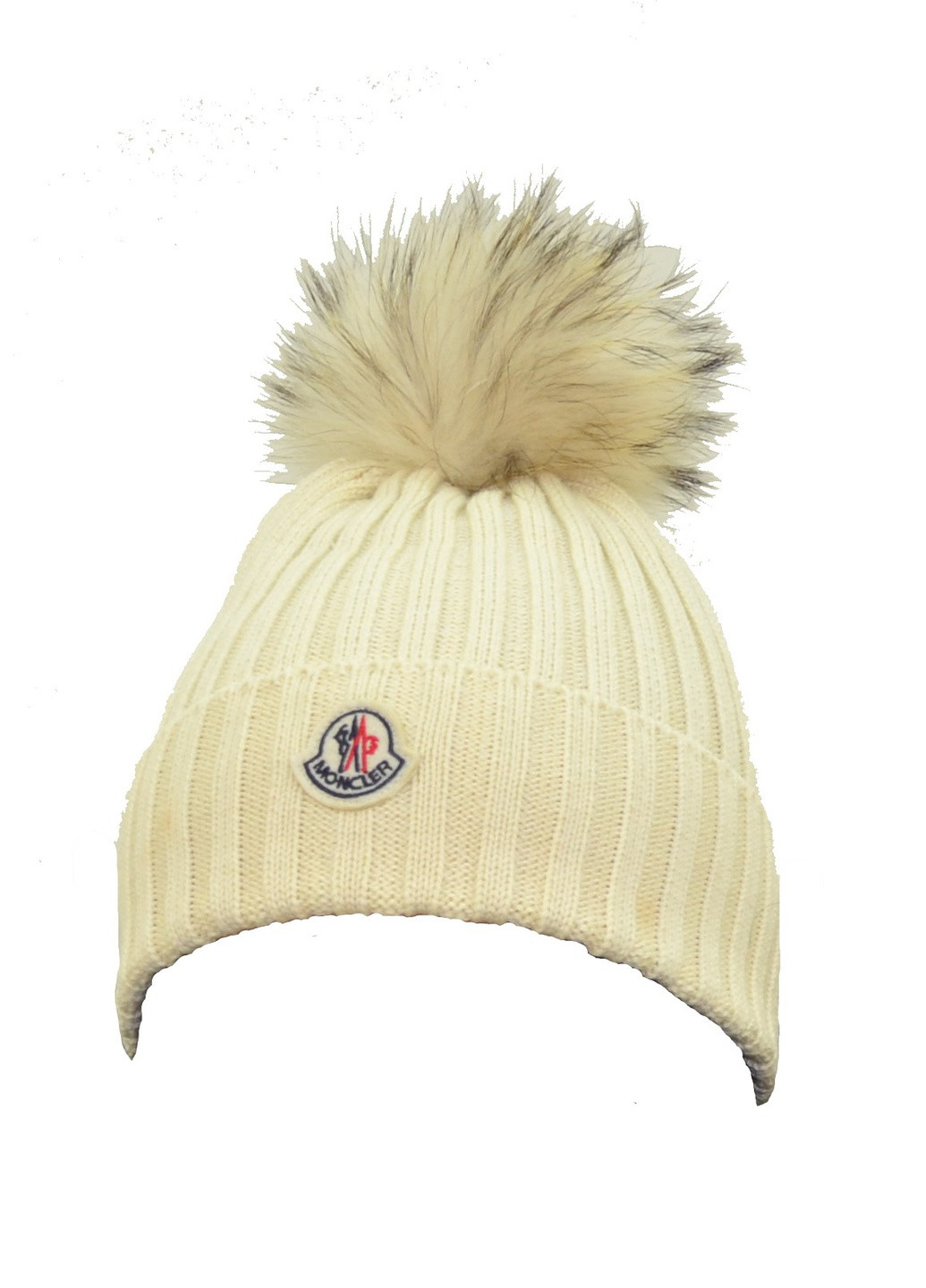 Шапка женская Moncler patch pompom beanie hat (250336944)