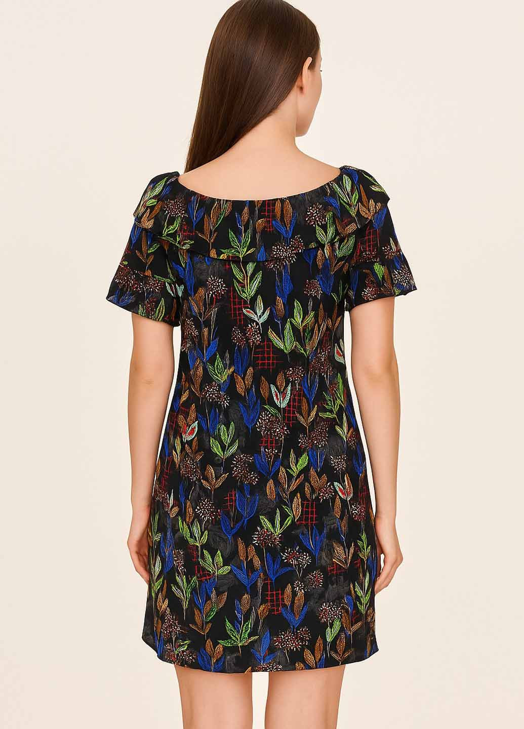 Чорна кежуал сукня а-силует Sassofono з абстрактним візерунком