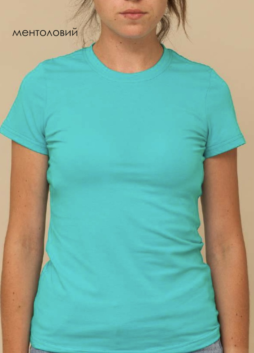 Голубая летняя классическая однотонная футболка Габби