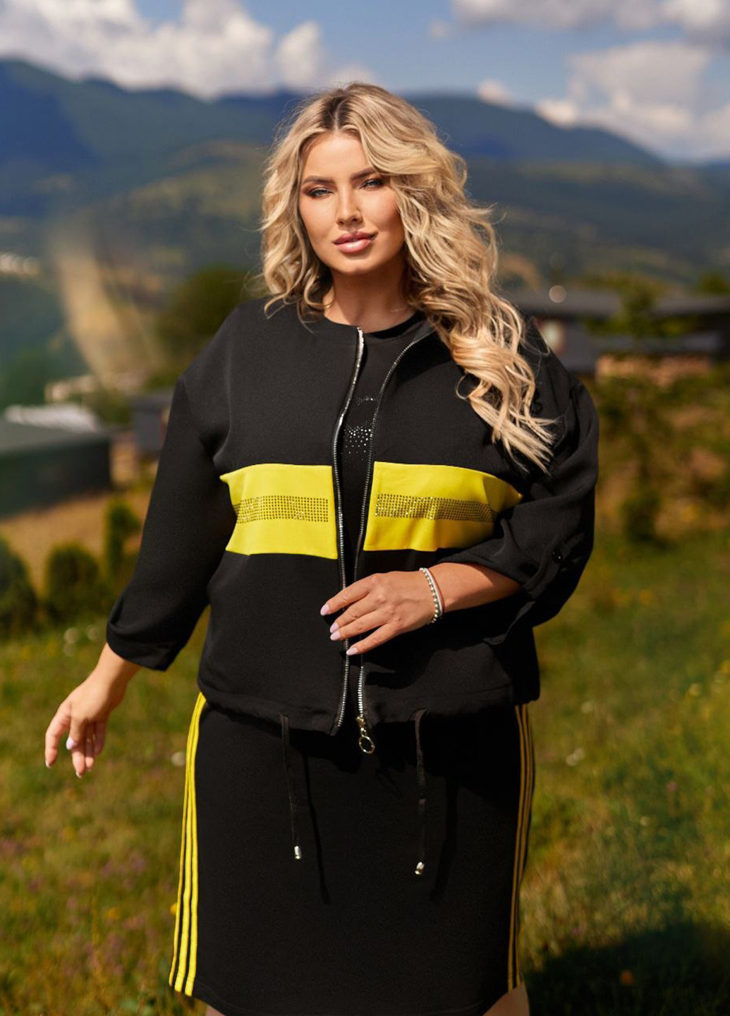 Желтый демисезонный комплект (ветровка, платье) No Brand