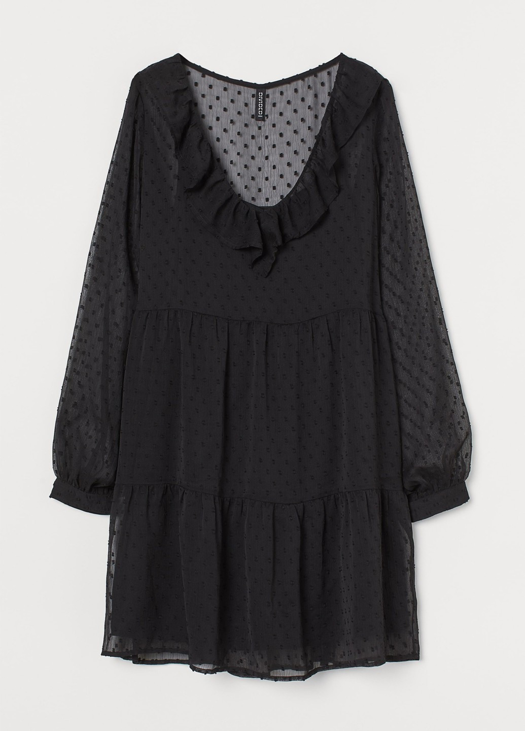 Черное кэжуал платье а-силуэт H&M в горошек