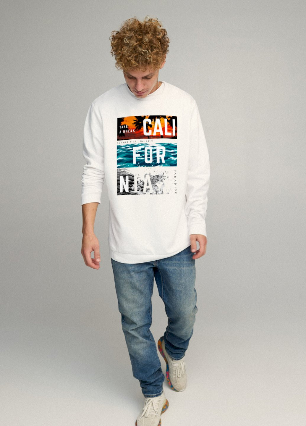 Білий світшот чоловічий oversize /no flis/ YAPPI малюнок (251791438)