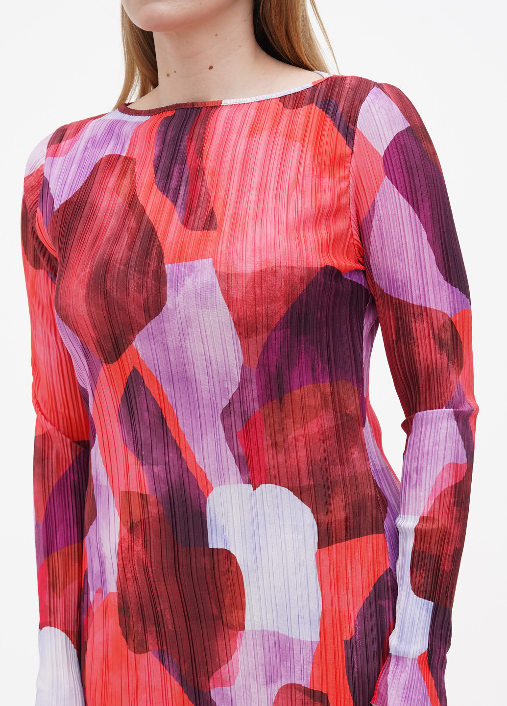 Комбинированное кэжуал платье плиссированное Boohoo с абстрактным узором