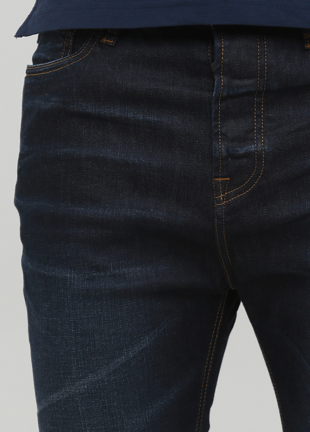 Темно-синие демисезонные укороченные, зауженные джинсы Jack & Jones