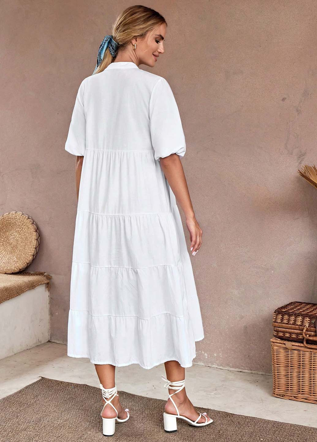 Білий кежуал сукня а-силует SHEIN однотонна