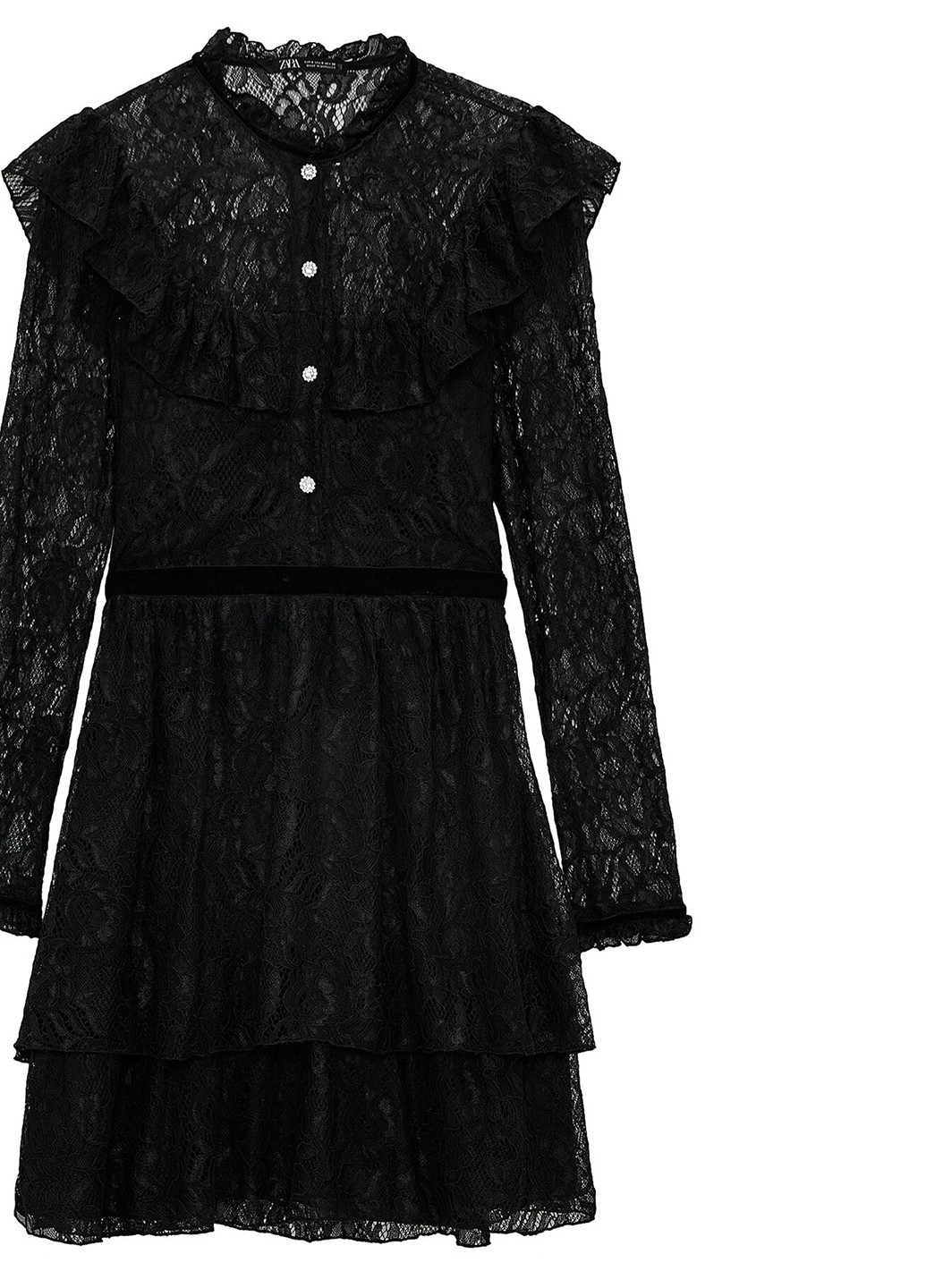 Черное коктейльное платье клеш Zara однотонное