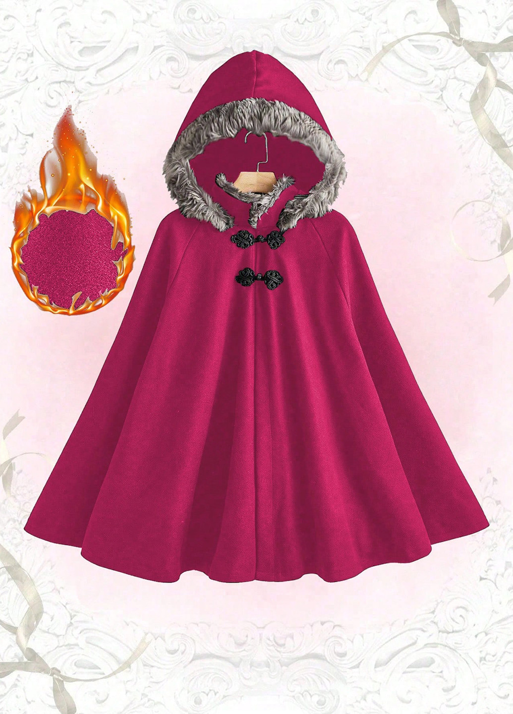 Фуксиновое Кэжуал полупальто кейп SHEIN однотонное