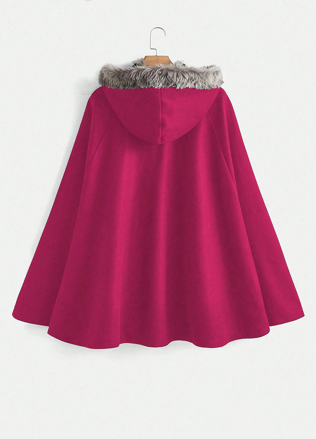 Фуксиновое Кэжуал полупальто кейп SHEIN однотонное