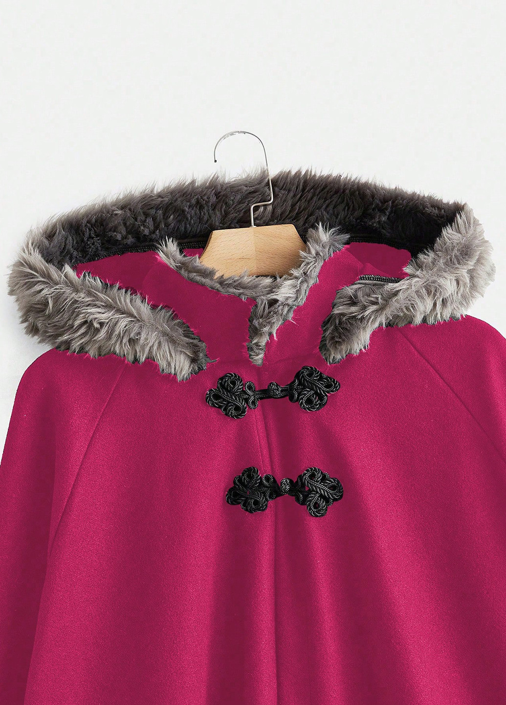 Фуксиновое Кэжуал полупальто кейп SHEIN однотонное