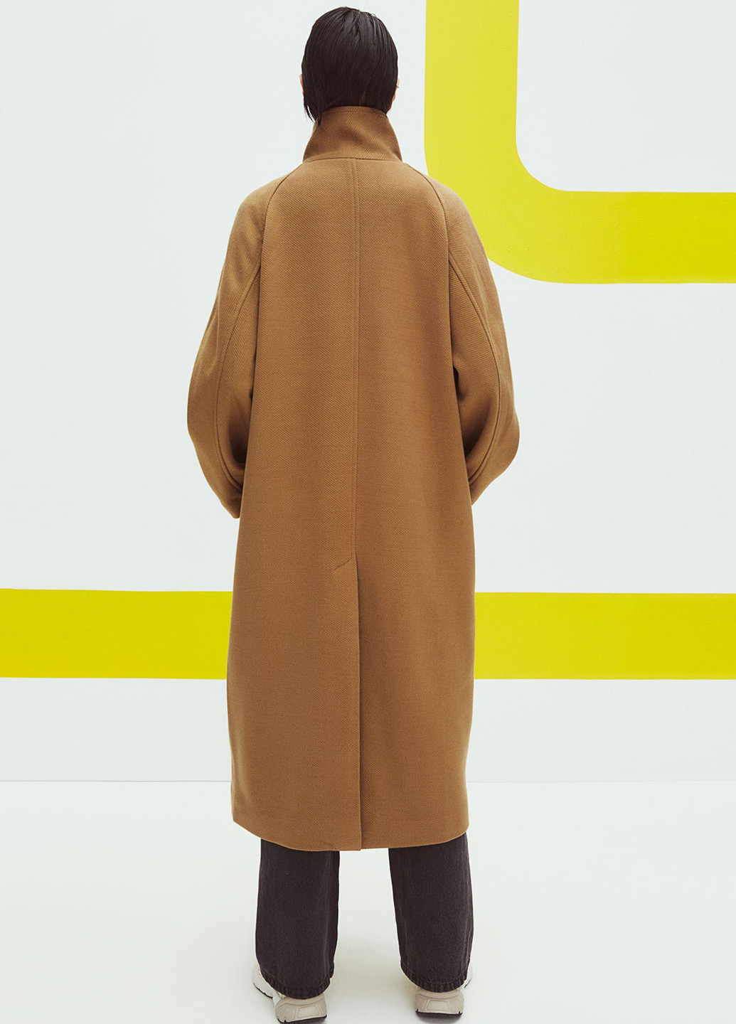 Темно-бежевое демисезонное Пальто подовжене однобортное H&M