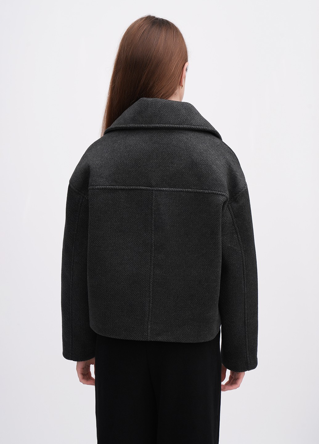 Графітове Кежуал напівпальто двобортне EQUILIBRI у смужку