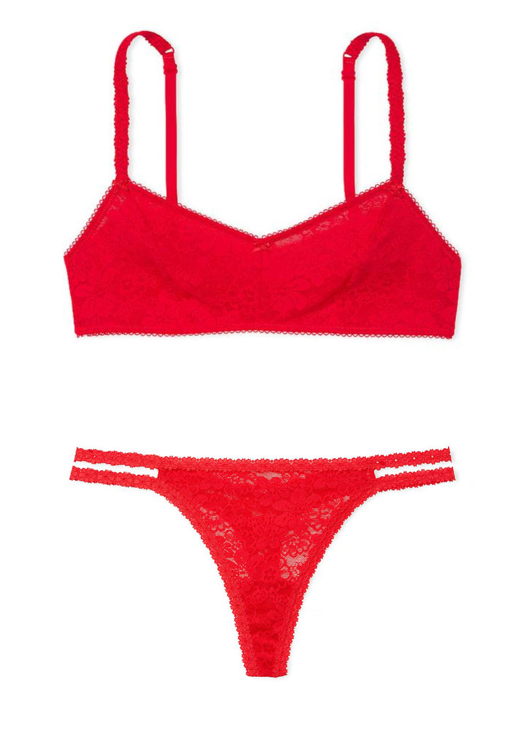 Червоний демісезонний комплект (бюстгальтер, трусики) Victoria's Secret