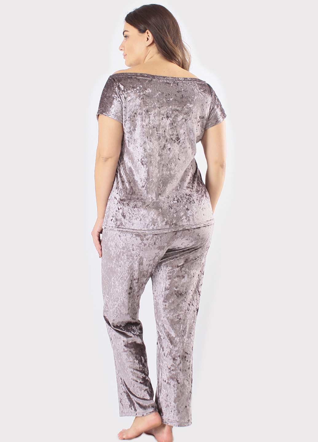 Серо-бежевая всесезон пижама (футболка, брюки) футболка + брюки Ghazel