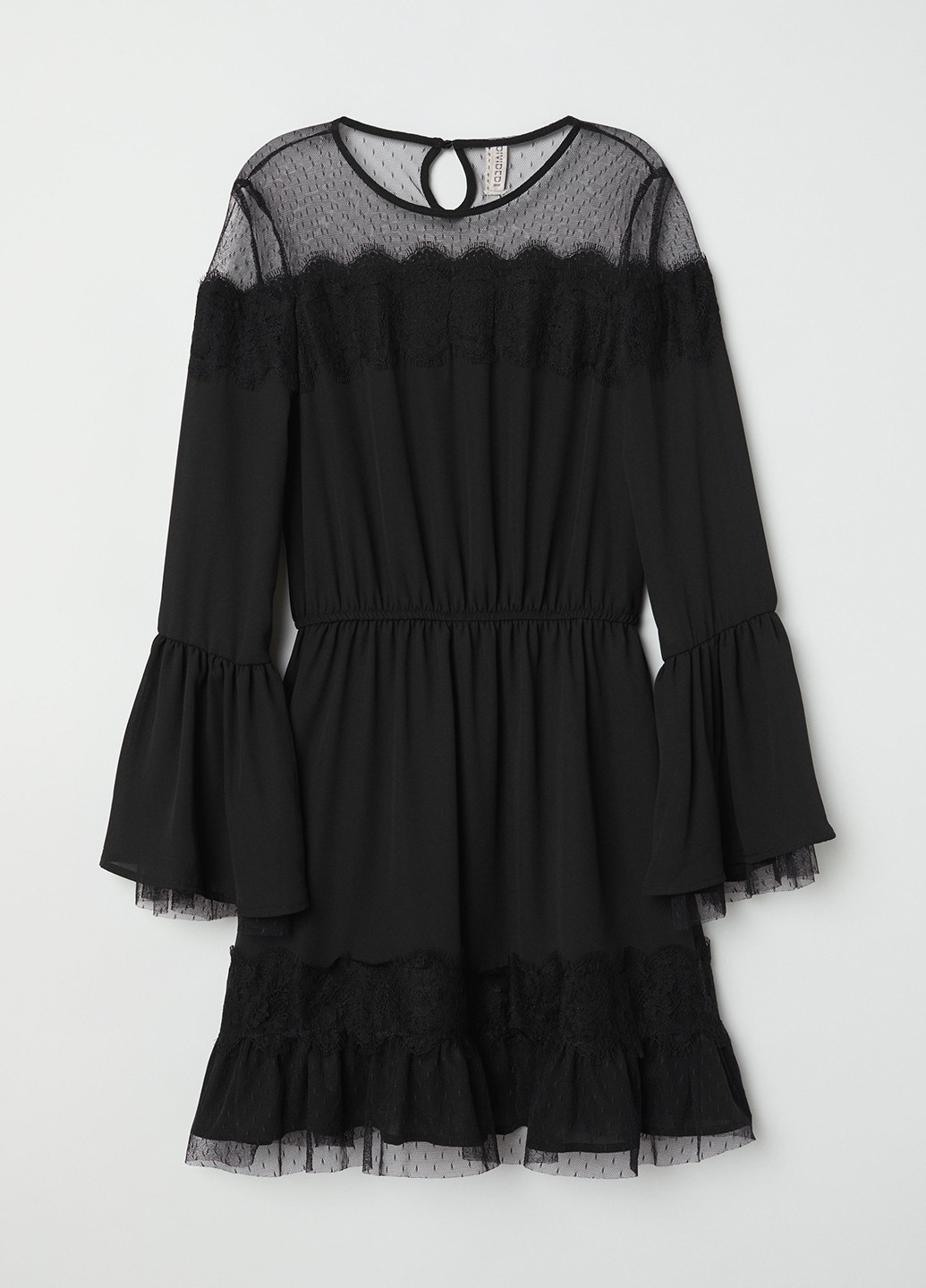 Черное кэжуал платье колокол H&M однотонное