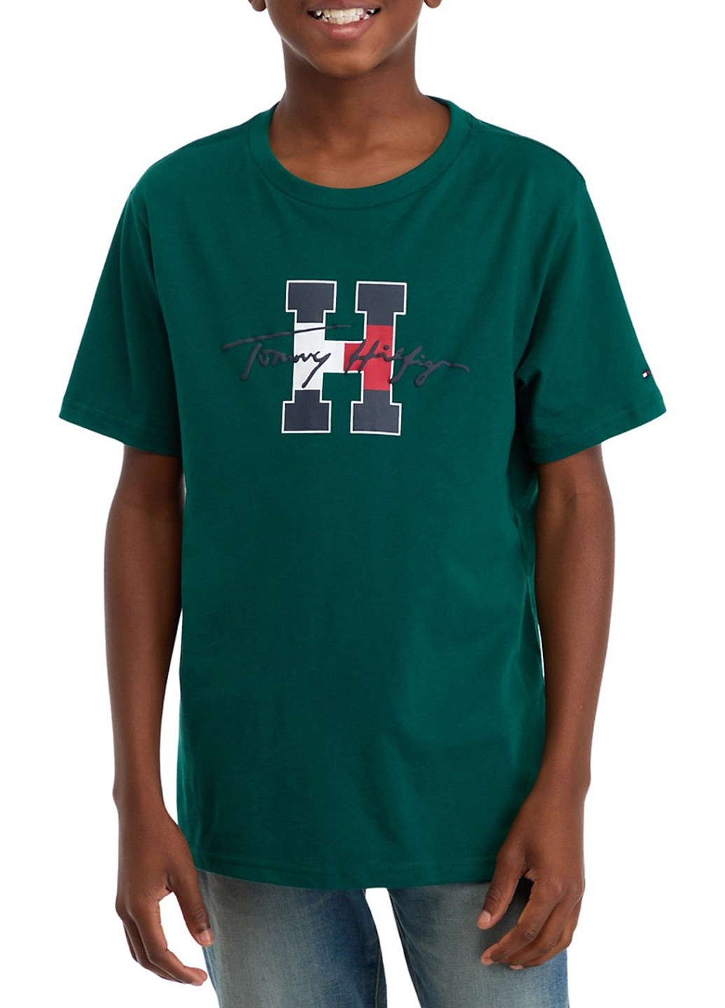 Зеленая летняя футболка Tommy Hilfiger
