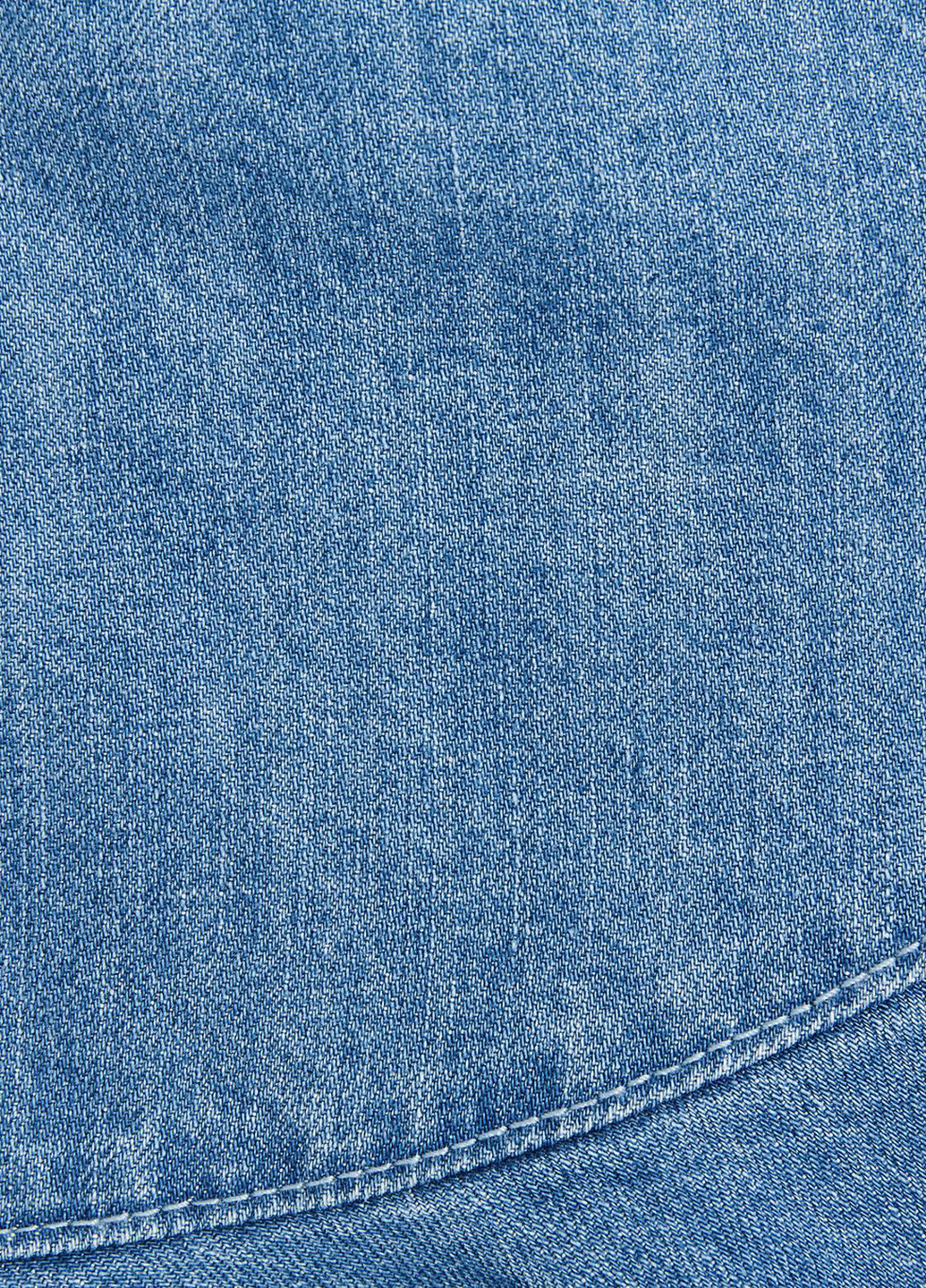 Голубая джинсовая однотонная юбка Zara мини