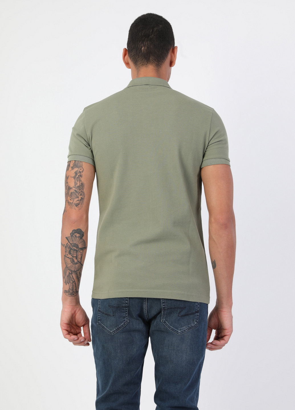 Серо-зеленая футболка-поло для мужчин Colin's однотонная