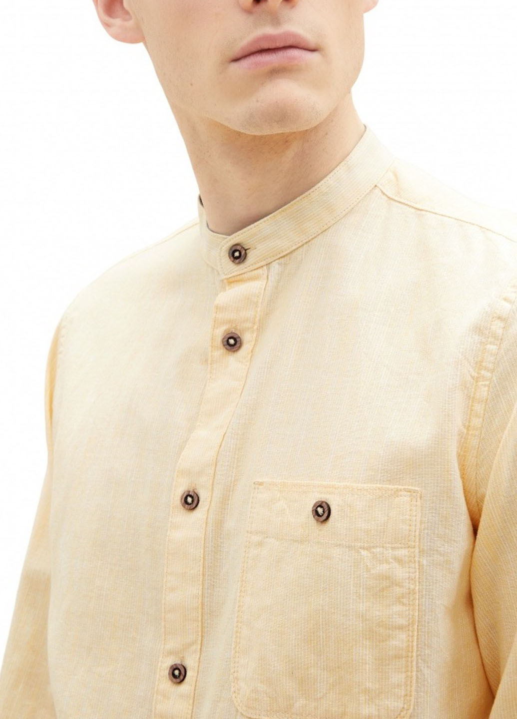 Желтая кэжуал рубашка однотонная Tom Tailor