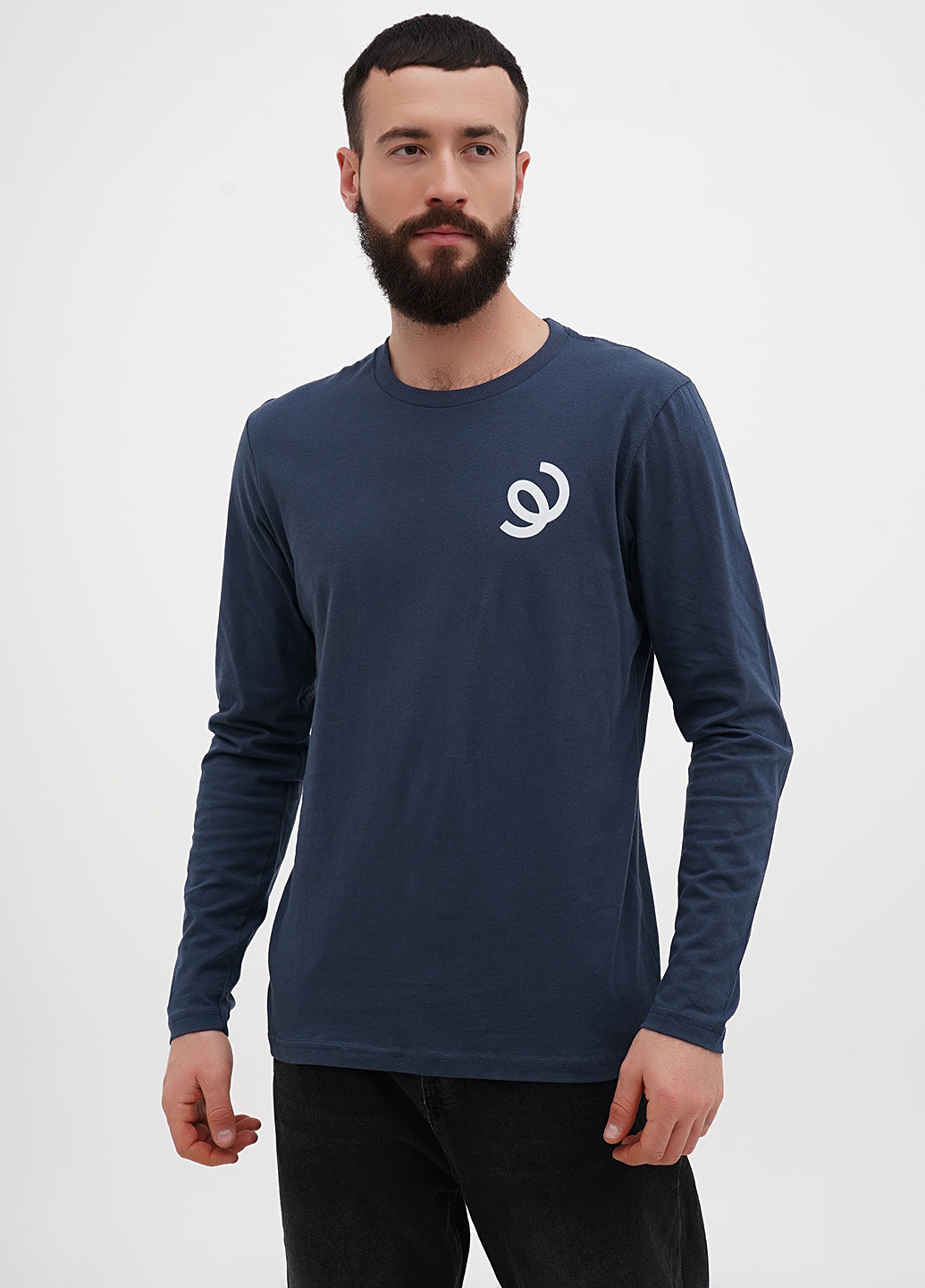 Лонгслів Next Level малюнок сіро-синій кежуали бавовна