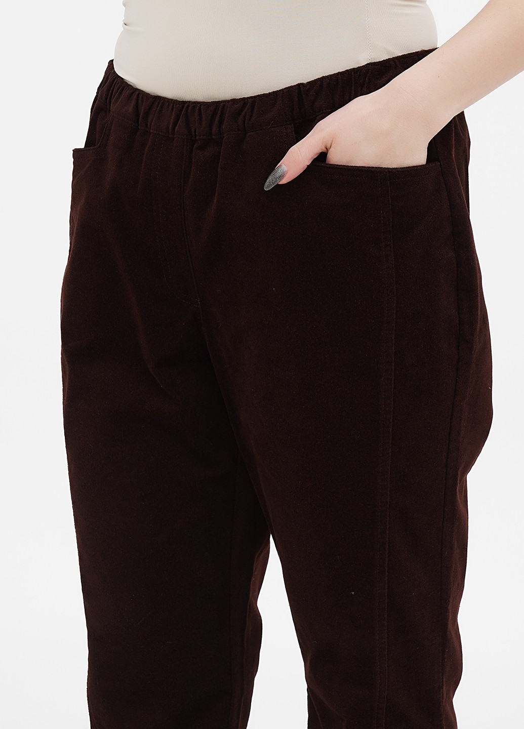 Темно-коричневые кэжуал демисезонные прямые брюки Collection L