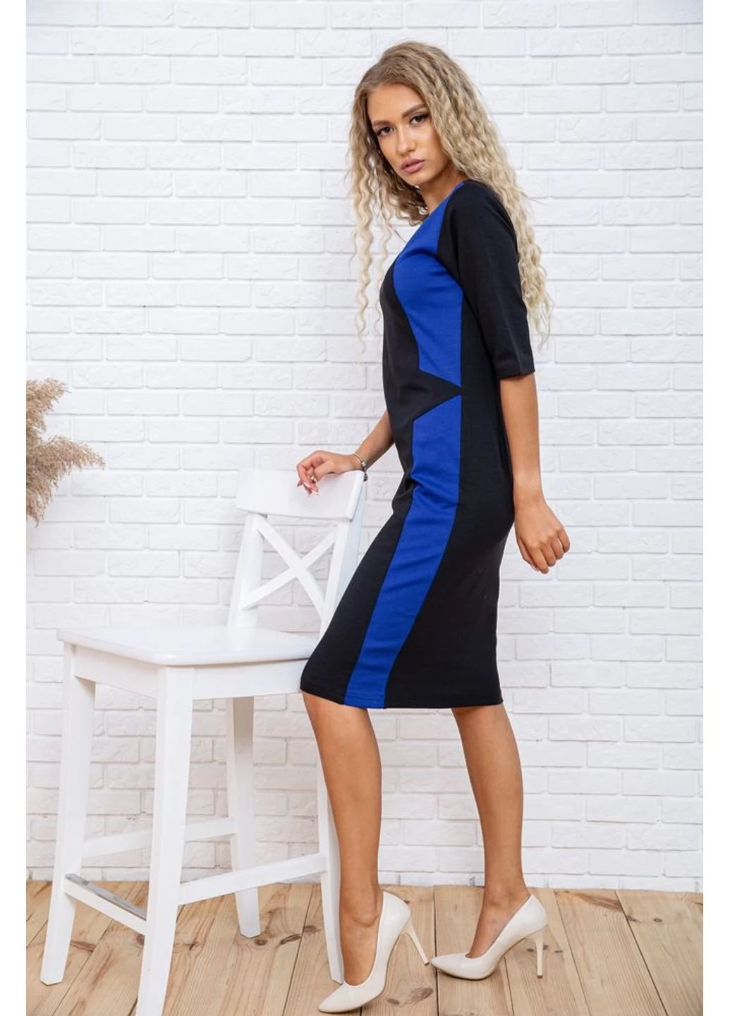 Темно-синя святковий сукня 167r155-1 Ager з малюнком