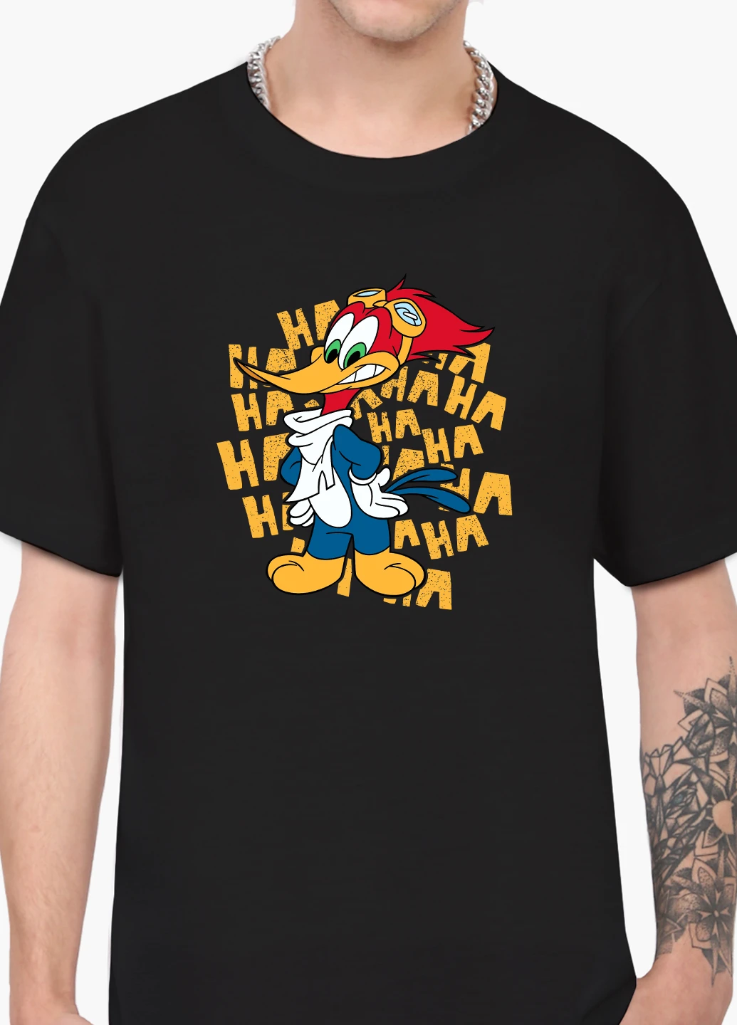 Чорна футболка чоловіча дятел вуді вудпекер (woody woodpecker) (9223-2872-1) MobiPrint