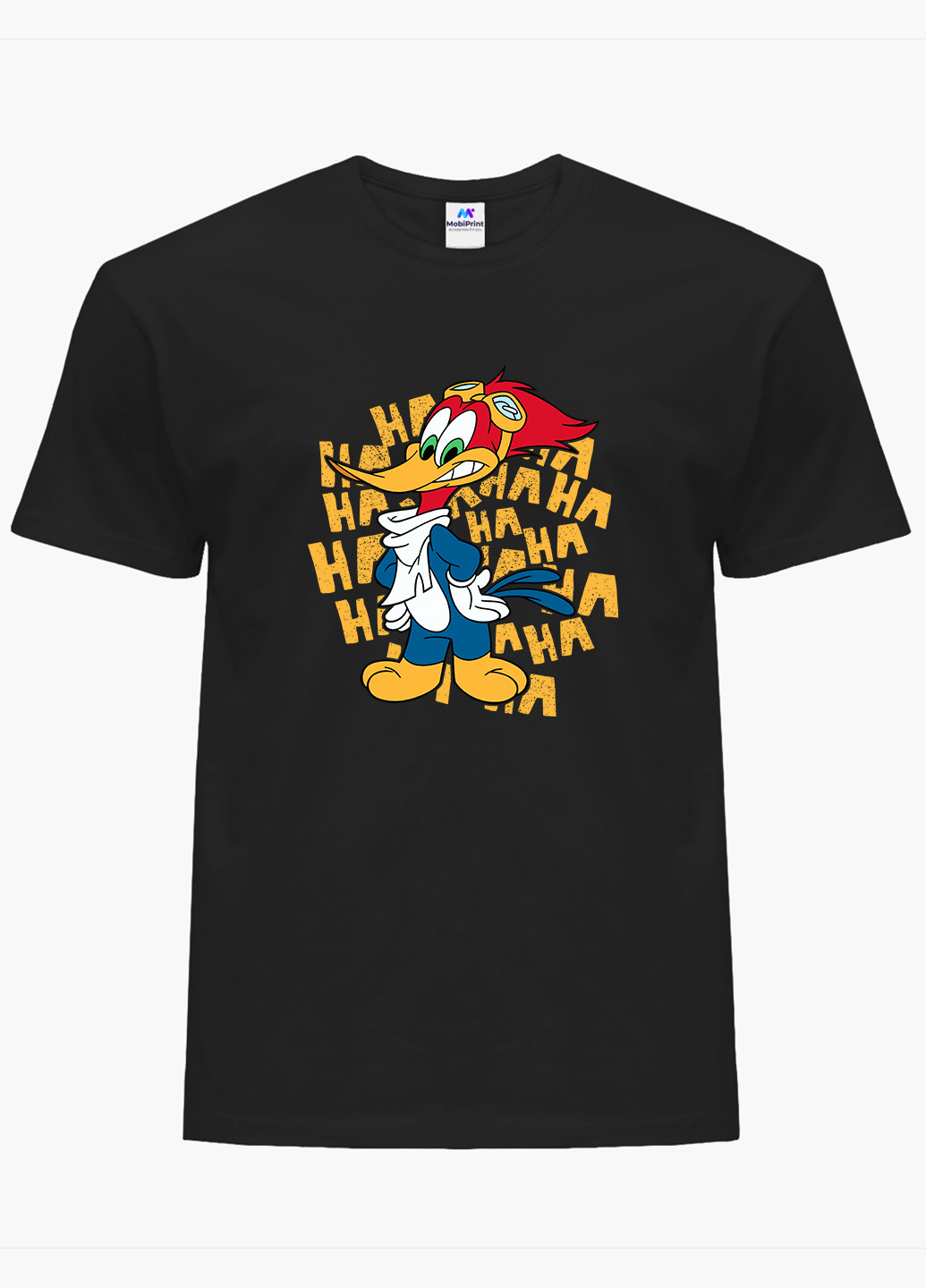 Чорна футболка чоловіча дятел вуді вудпекер (woody woodpecker) (9223-2872-1) MobiPrint