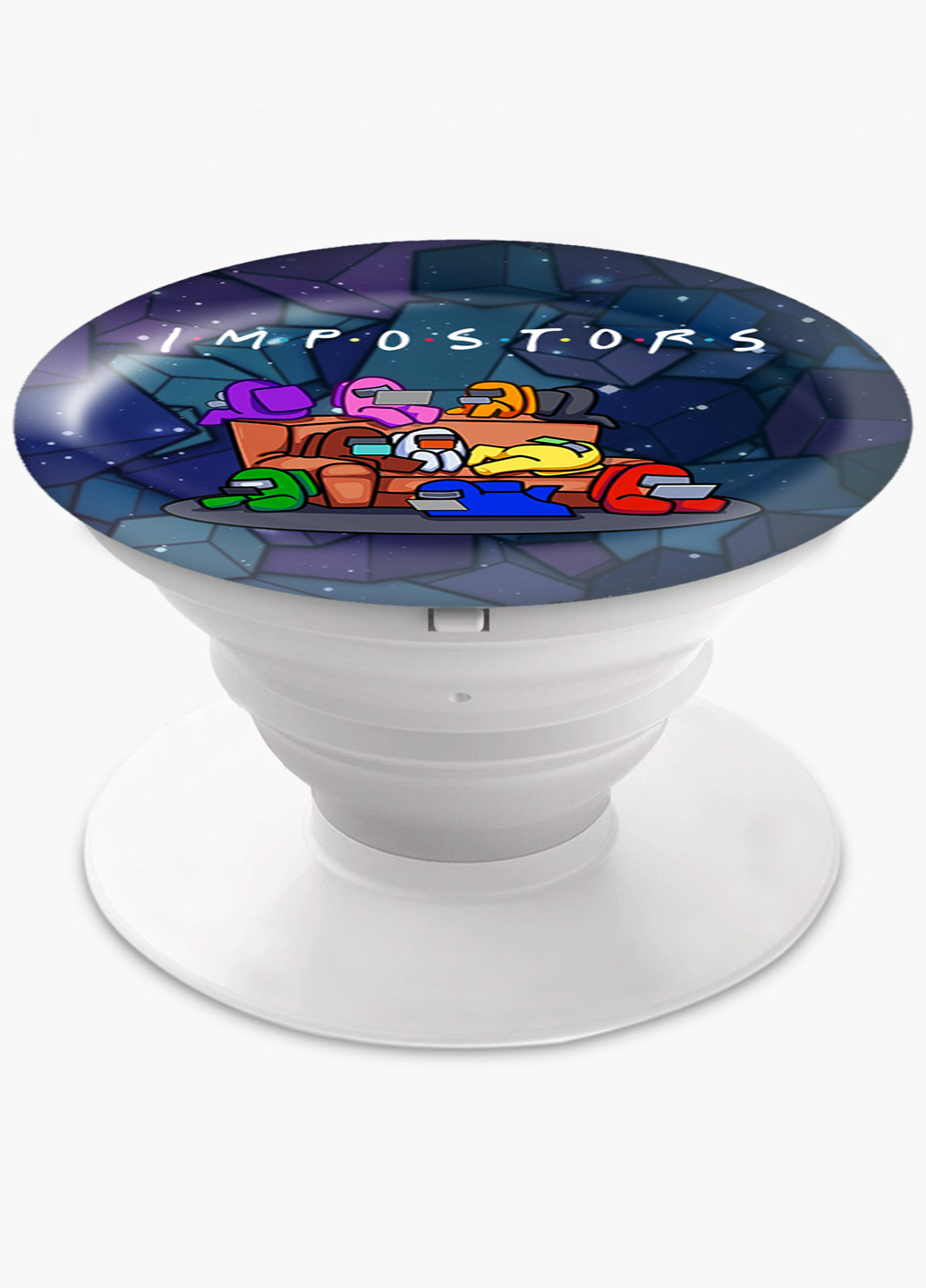 Попсокет (Popsockets) тримач для смартфону Амонг Ас Друзі Самозванці (Among Us Friends Impostors) (8754-2427) Чорний MobiPrint (216836490)