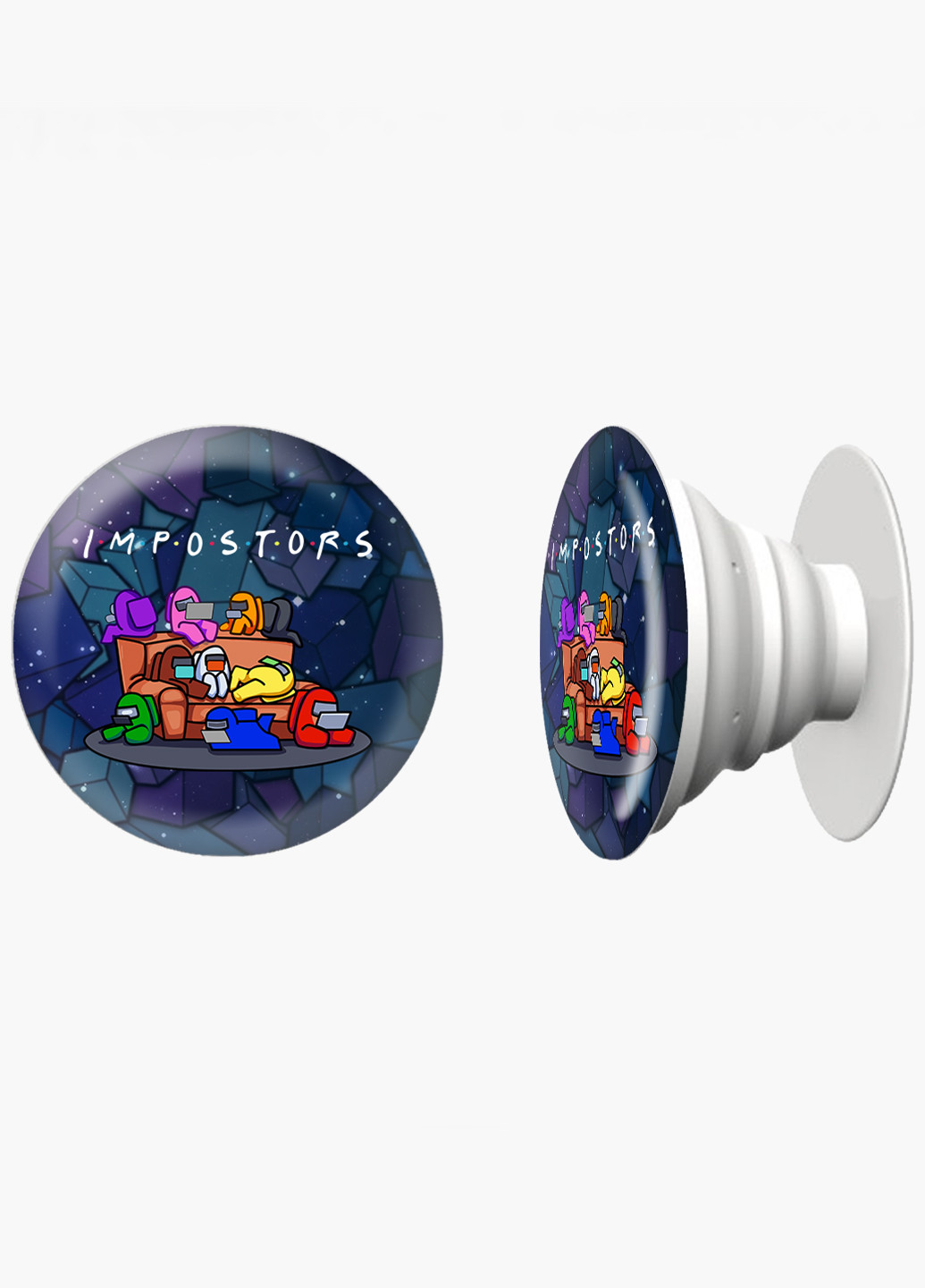 Попсокет (Popsockets) тримач для смартфону Амонг Ас Друзі Самозванці (Among Us Friends Impostors) (8754-2427) Чорний MobiPrint (216836490)