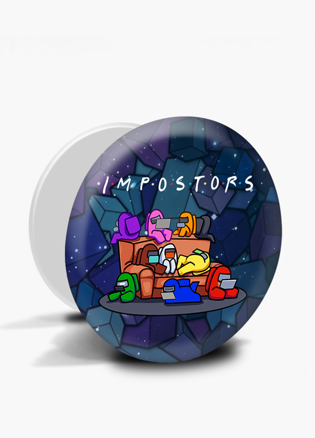 Попсокет (Popsockets) тримач для смартфону Амонг Ас Друзі Самозванці (Among Us Friends Impostors) (8754-2427) Чорний MobiPrint (216836490)