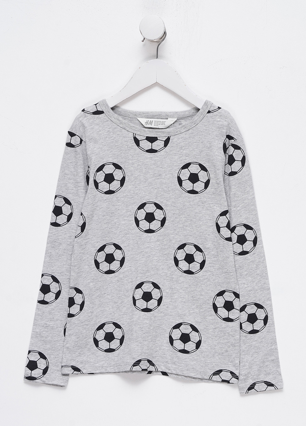 Светло-серый демисезонный кэжуал лонгслив H&M с рисунком