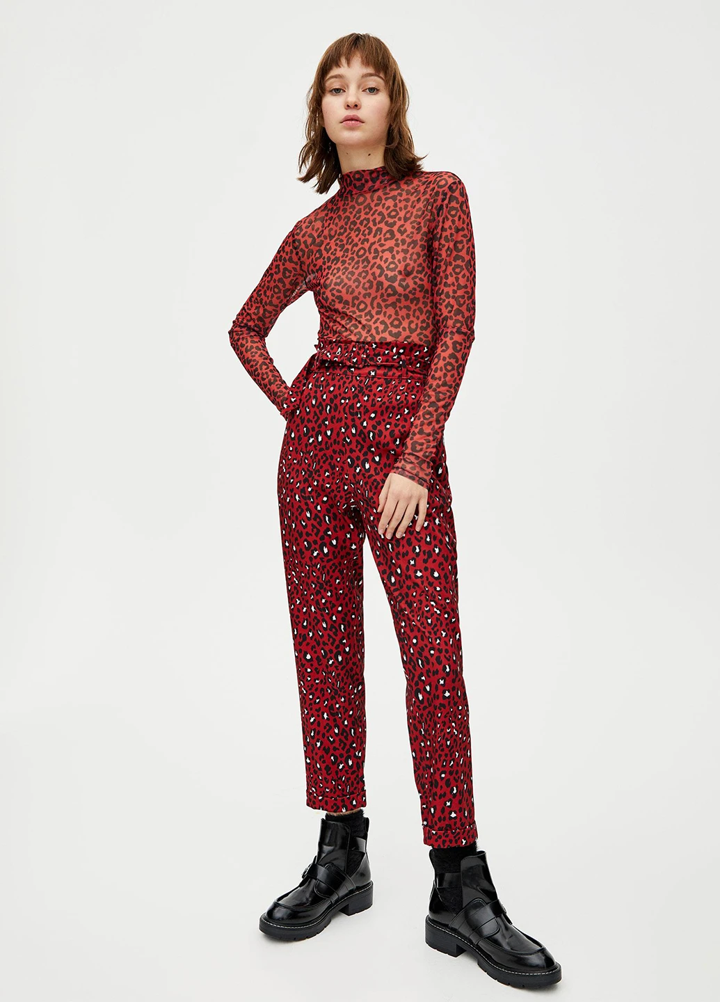 Штани демісезон,червоний в візерунки, Pull & Bear (243389758)