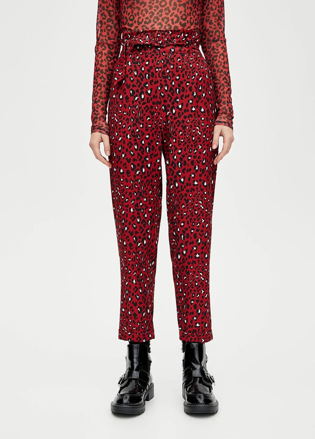 Штани демісезон,червоний в візерунки, Pull & Bear (243389758)