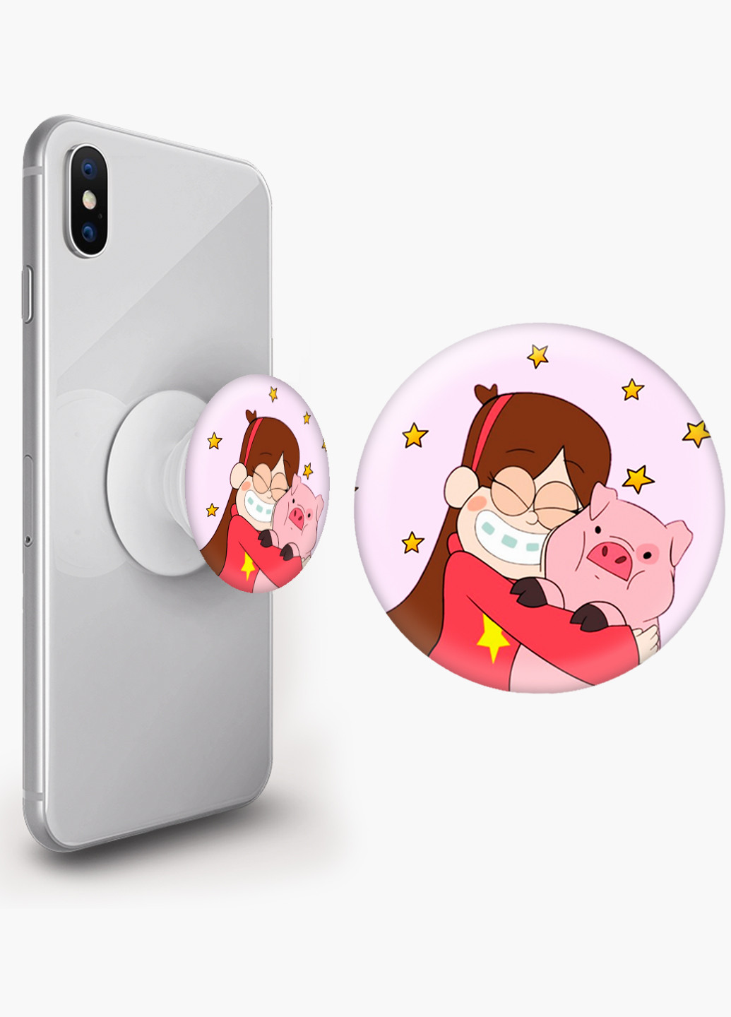 Попсокет (Popsockets) тримач для смартфону Мейбл Пайнс і пухкі Гравіті Фолз (Gravity Falls) (8754-2699) Чорний MobiPrint (221548626)