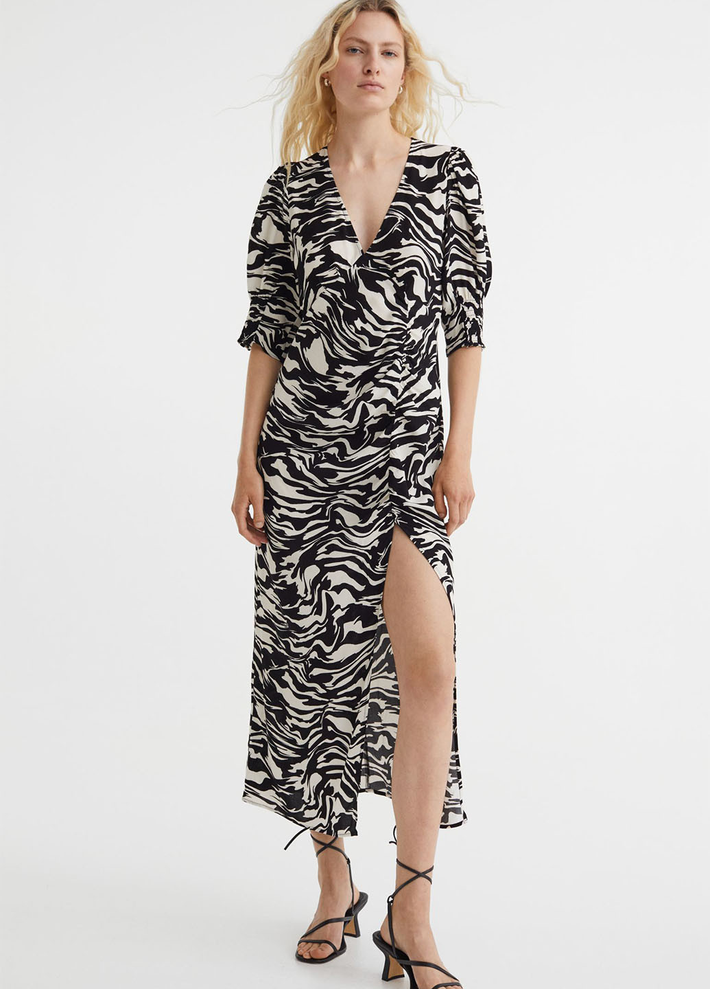 Комбинированное кэжуал платье в стиле ампир H&M с абстрактным узором