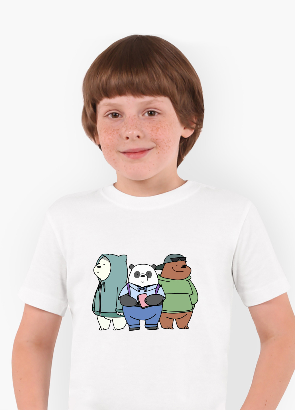 Біла демісезонна футболка дитяча вся правда про ведмедів (we bare bears) білий (9224-2898) 164 см MobiPrint