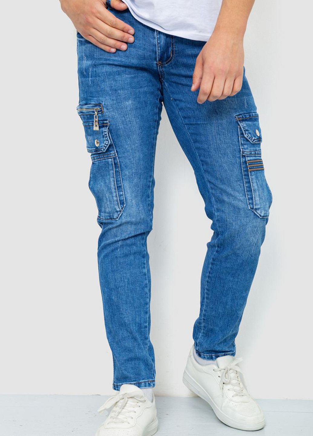 Светло-синие демисезонные зауженные, карго джинсы Ager