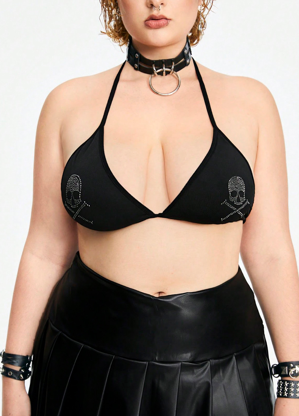 Чорний тріенджел бюстгальтер SHEIN без кісточок поліестер