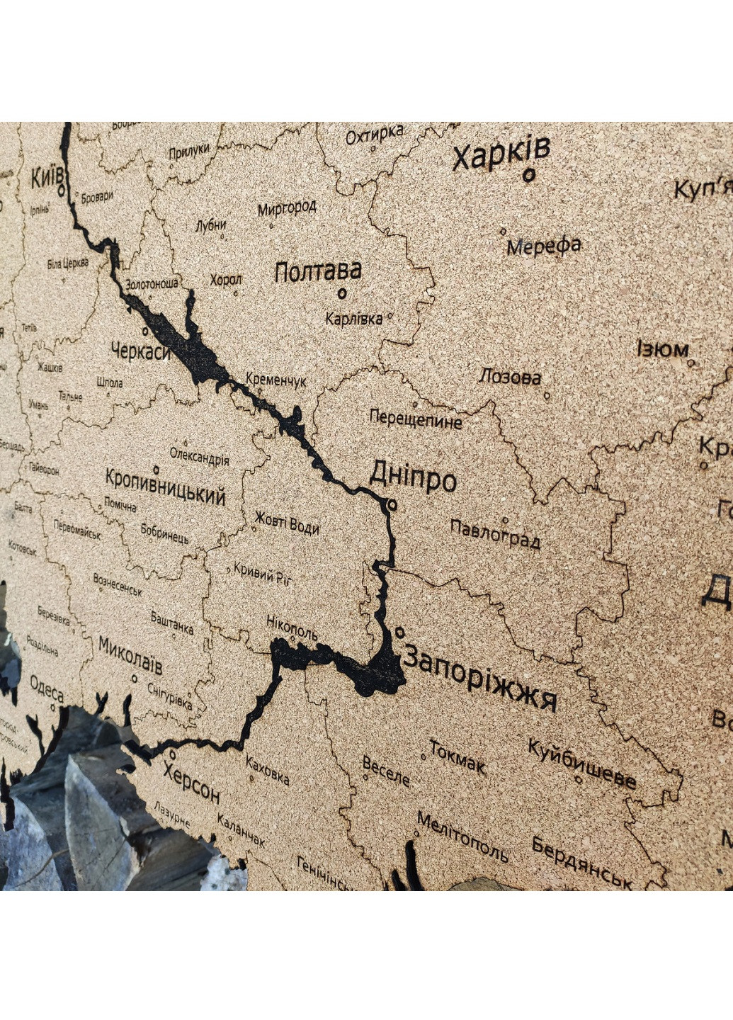Пробковая детализированная карта Украины на стену с надписями городов ручной работы 1200х800х6 мм (11318-Нов) Francesco Marconi (250351204)