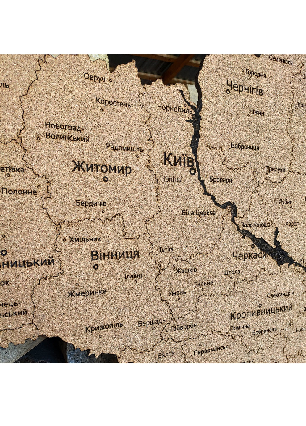 Пробковая детализированная карта Украины на стену с надписями городов ручной работы 1200х800х6 мм (11318-Нов) Francesco Marconi (250351204)